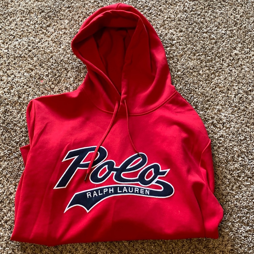 Polo Ralph Lauren Red Vintage Script Logo Hoodie